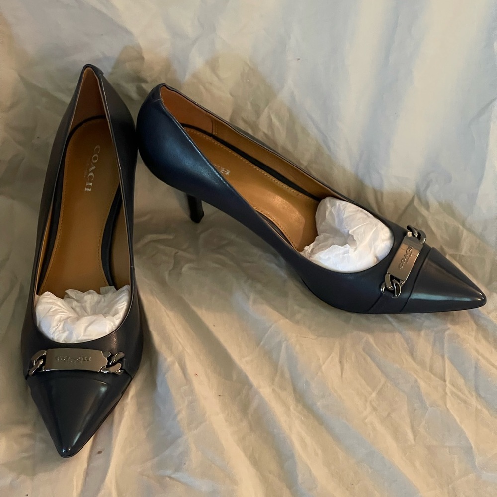 New Coach navy blue heels size 9
